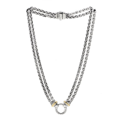 David Yurman Sterling Silver 18K Yellow Gold 8mm Double Wheat Chain Necklace 2 of 6