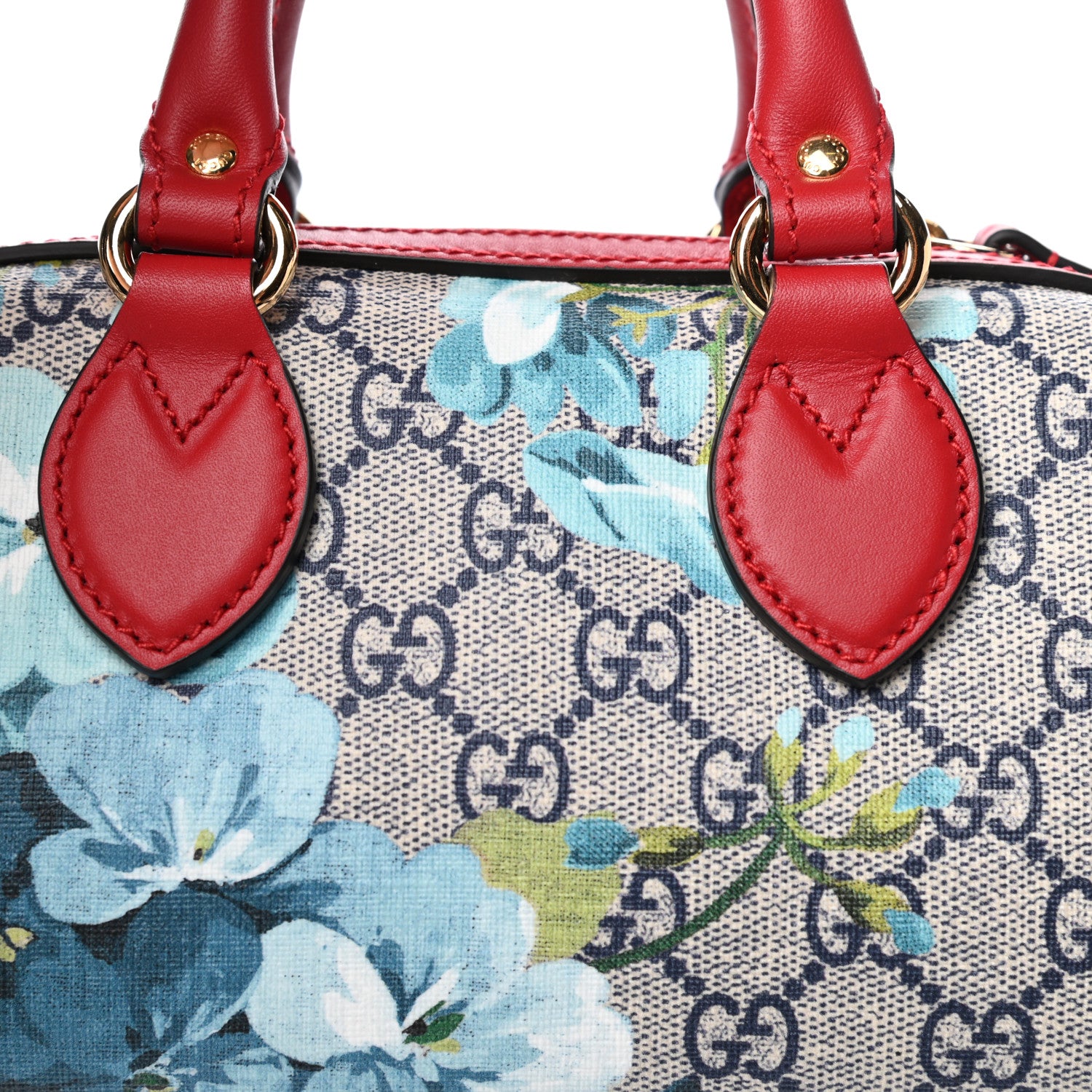 Gucci GG Supreme Monogram Blooms Mini Boston Navy Blue Hibiscus 10 of 10