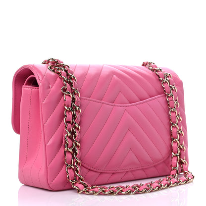 Chanel Lambskin Chevron Quilted Small Double Flap Pink 3 of 13