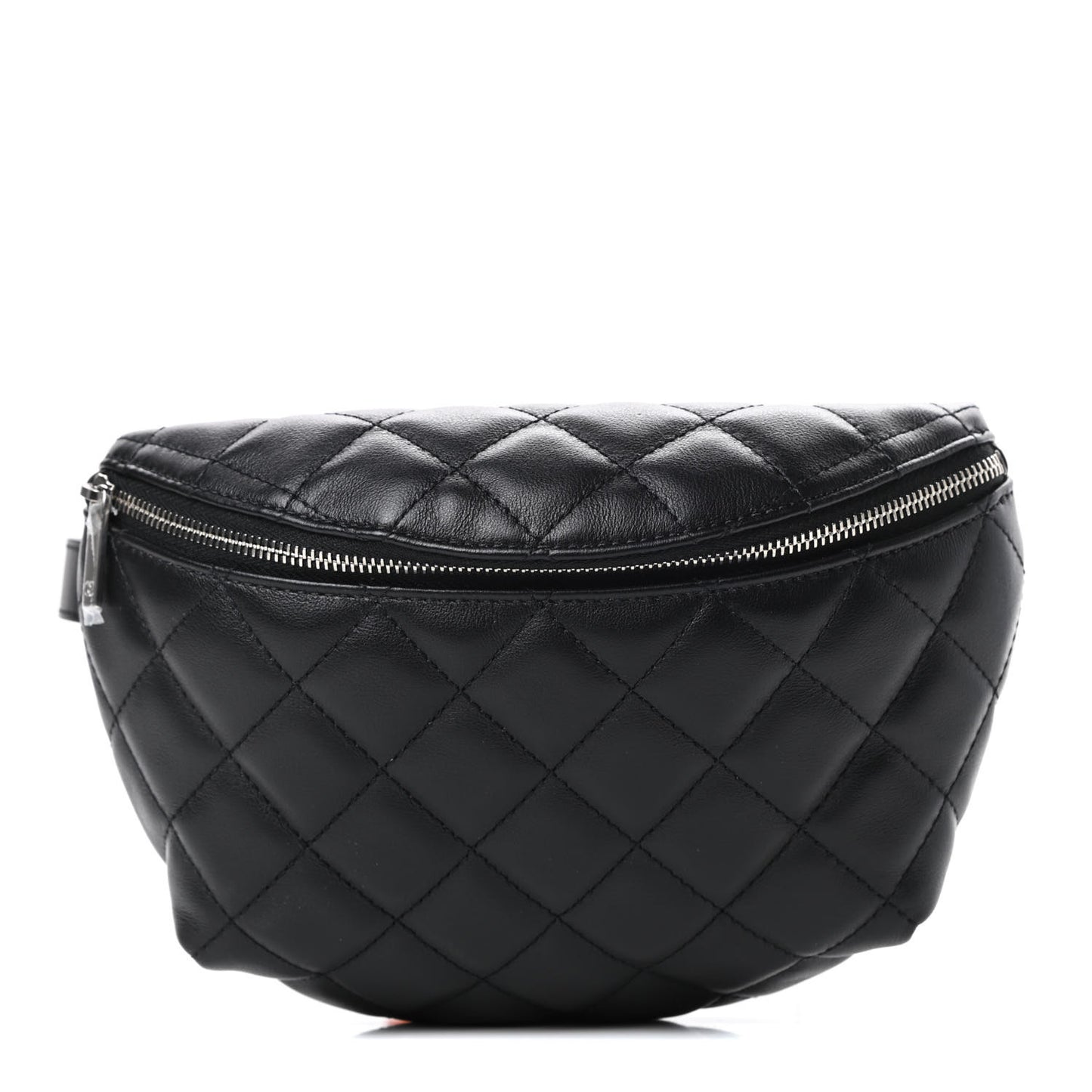 Lambskin Quilted Waist Belt Bag Black