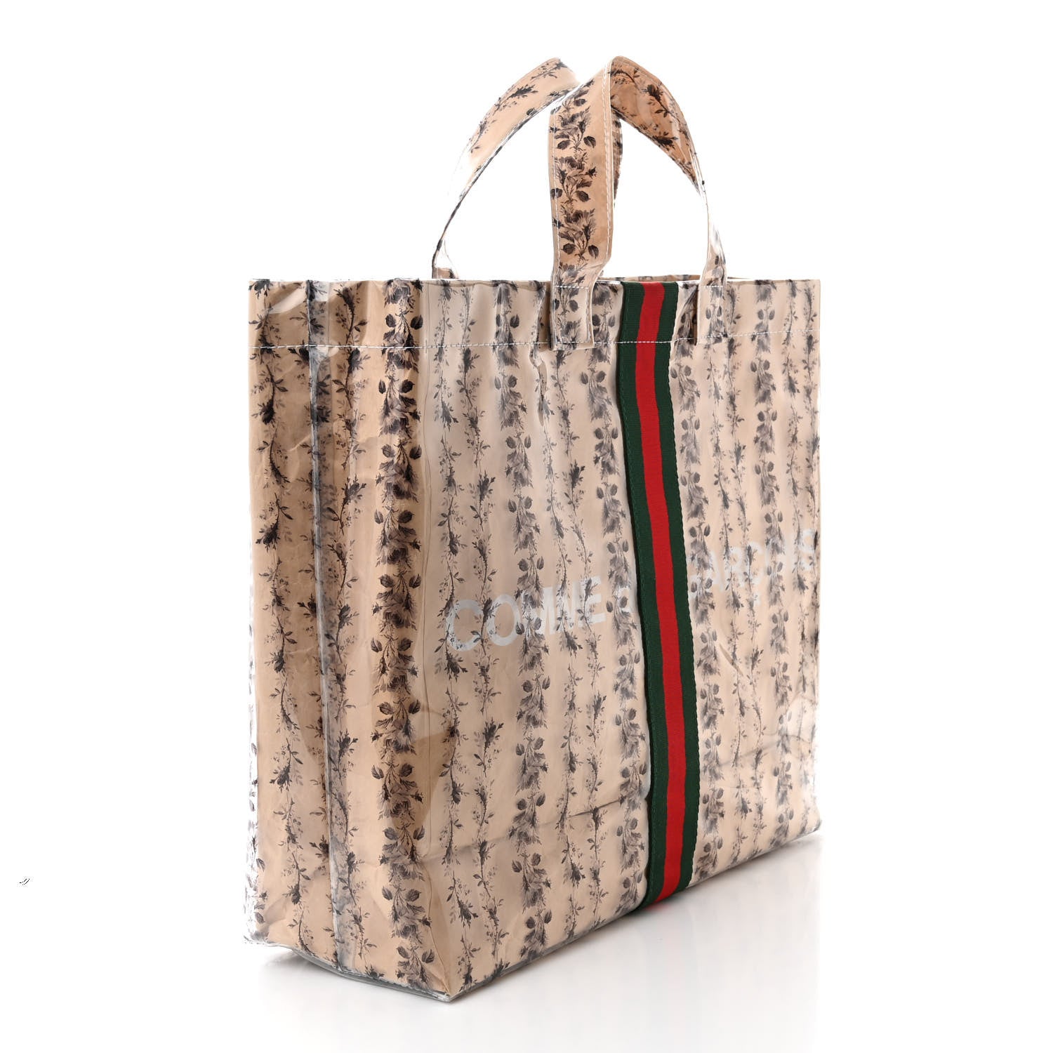 Gucci X COME DE GARCONS Plastic Web Floral Paper Shopper Tote 3 of 9