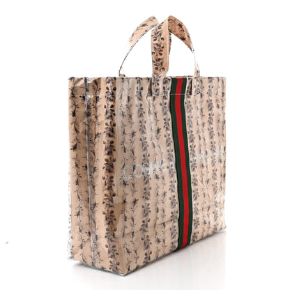 Gucci X COME DE GARCONS Plastic Web Floral Paper Shopper Tote 3 of 9