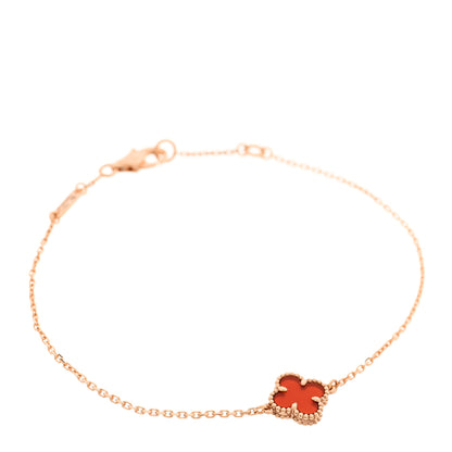 Van Cleef & Arpels 18K Rose Gold Carnelian Sweet Alhambra Bracelet 1 of 6