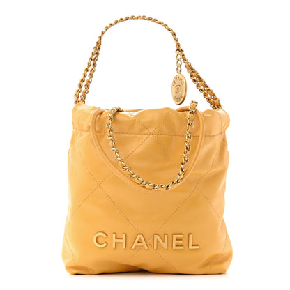 Chanel Shiny Calfskin Quilted Mini Chanel 22 Yellow 1 of 10