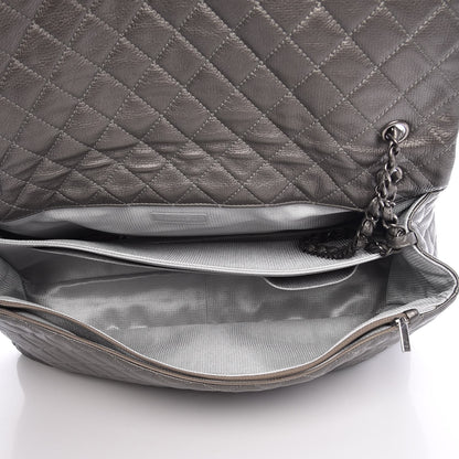 Chanel Metallic Calfskin Quilted XXL Travel Flap Bag Dark Silver 5 of 7