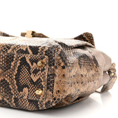 Lanvin Calfskin Snakeskin Print Embossed Medium Fantaisie Double Carry Flap Shoulder Bag Gris 11 of 11