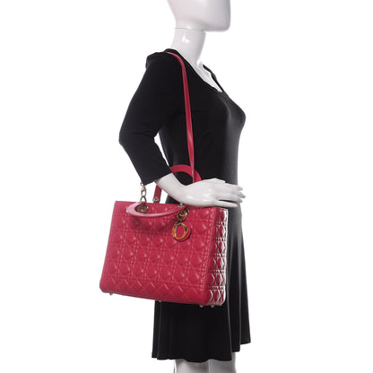 Christian Dior Lambskin Cannage Large Lady Dior Pink 2 of 14