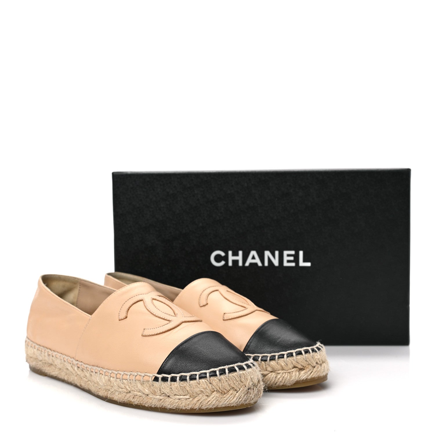 Chanel Lambskin CC Espadrilles 37 Beige Black 8 of 8
