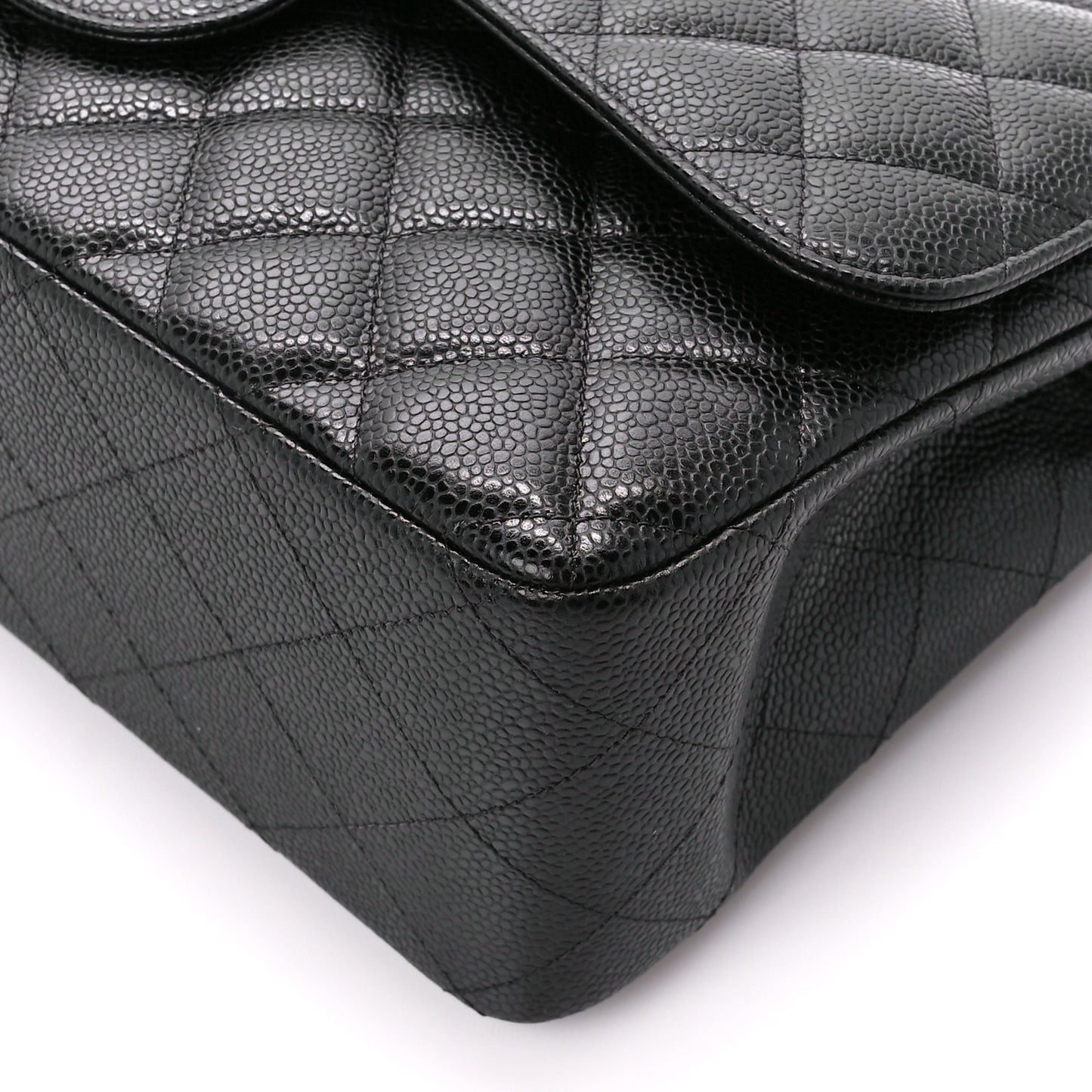 Caviar Quilted Jumbo Double Flap Black
