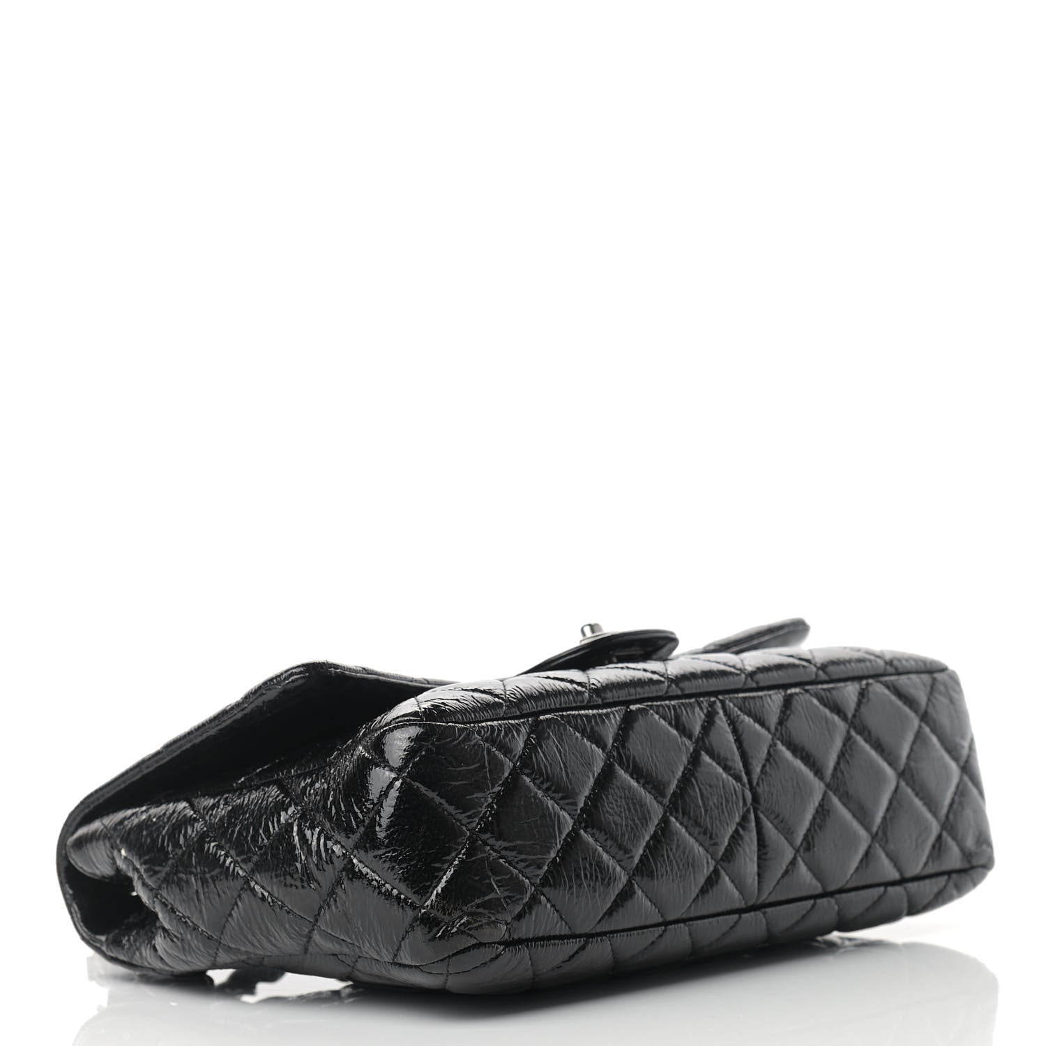 Chanel Crinkled Patent Quilted Jumbo Single Flap Black 4 of 15