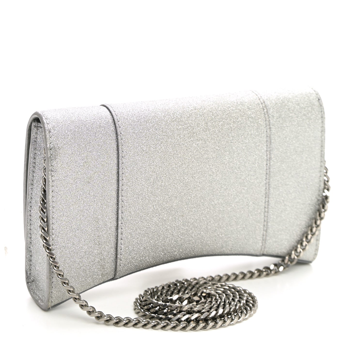 Sparkling Fabric XS Hourglass Wallet On Chain Silver