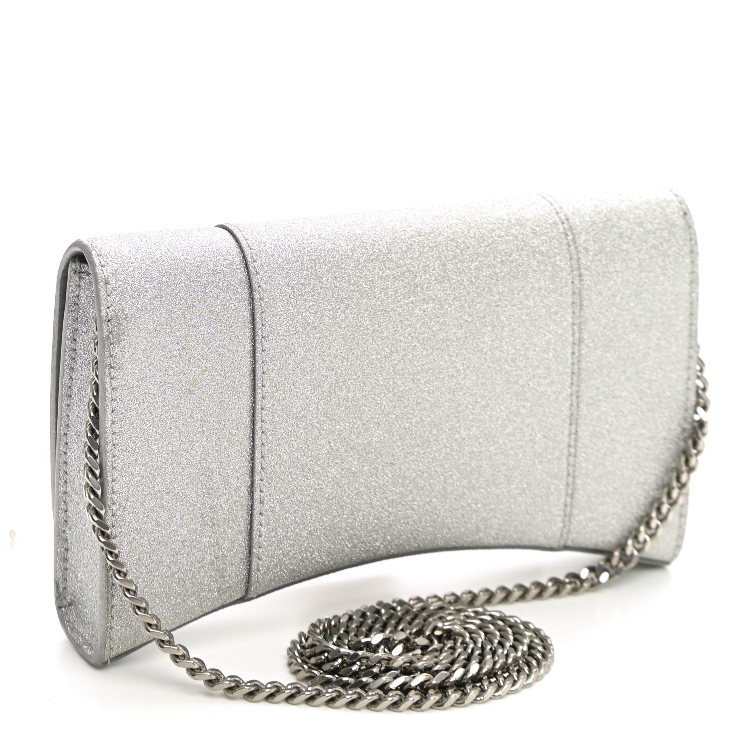 Balenciaga Sparkling Fabric XS Hourglass Wallet On Chain Silver 3 of 9