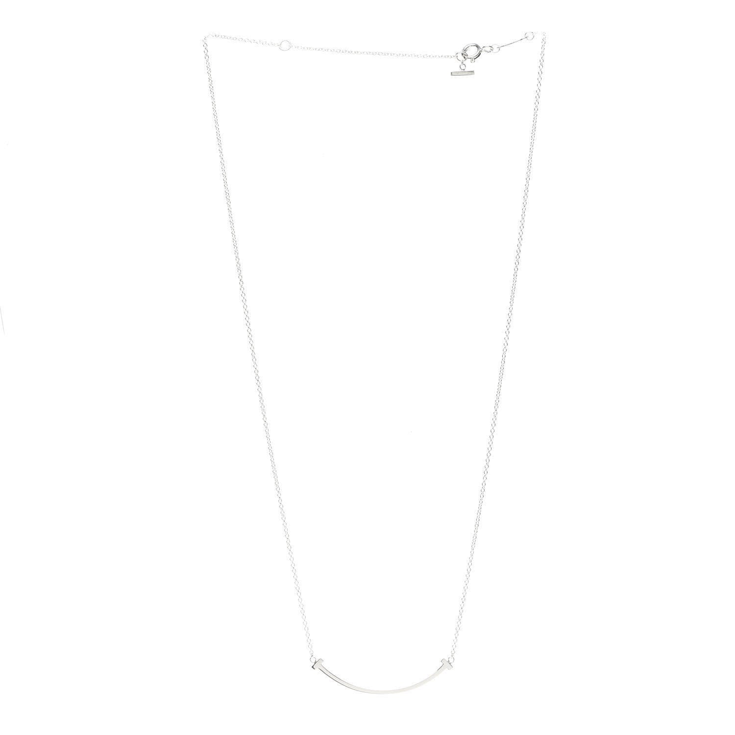 Tiffany Sterling Silver Small T Smile Pendant Necklace 3 of 6