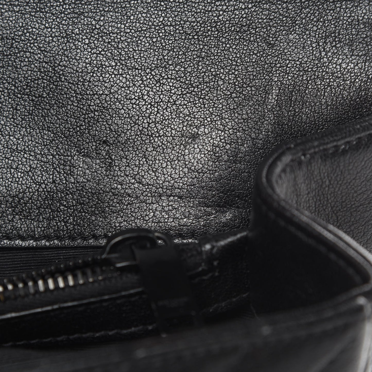 Sheepskin Matelasse Chevron Monogram Medium College Bag Black