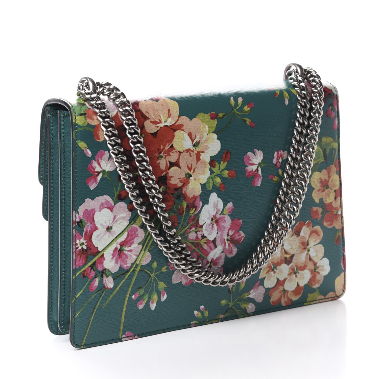 Gucci Calfskin Blooms Print Medium Dionysus Shoulder Bag Bright Emerald Multicolor 3 of 10