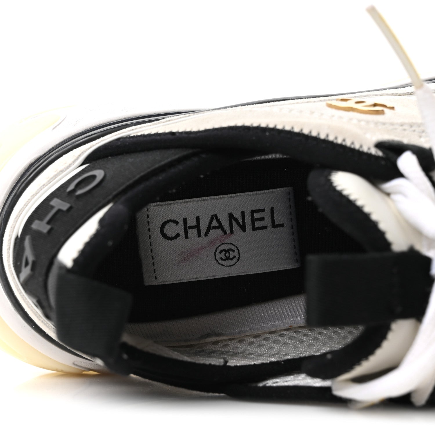 Chanel Suede Calfskin Nylon Grosgrain CC Sneakers 37 White 8 of 9