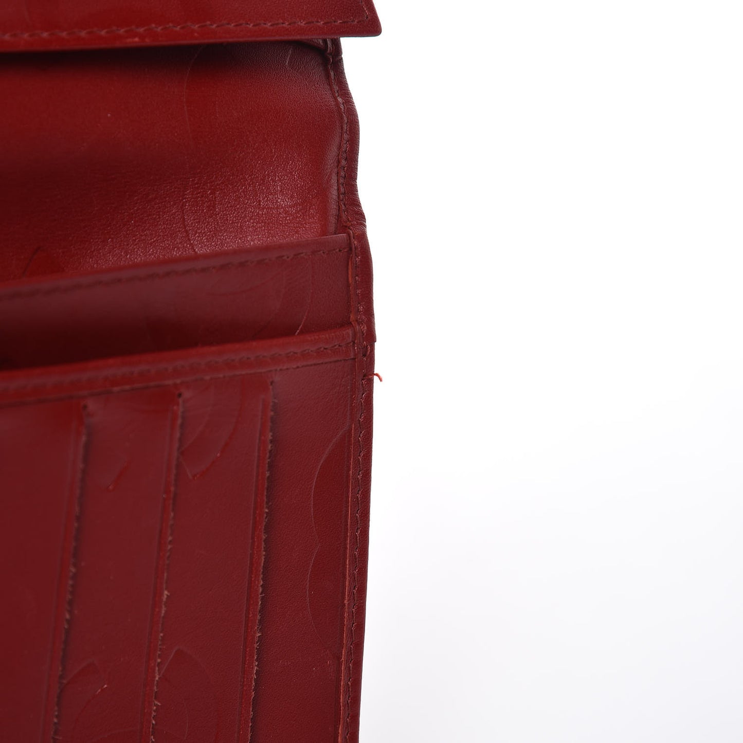 Calfskin Quilted Cambon Long Double Wallet Red