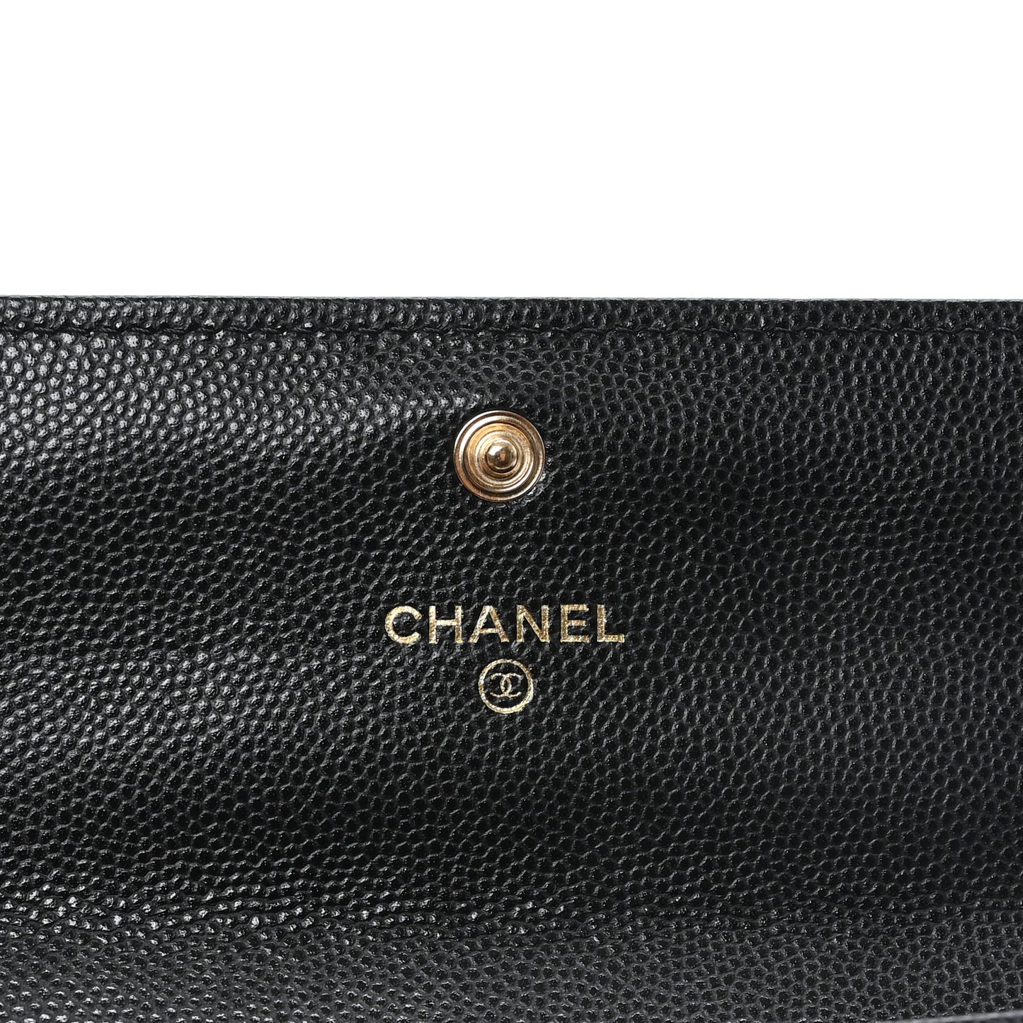 Caviar Quilted Crystal CC Large Gusset Flap Wallet Black