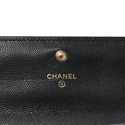 Chanel Caviar Quilted Crystal CC Large Gusset Flap Wallet Black 6 of 8