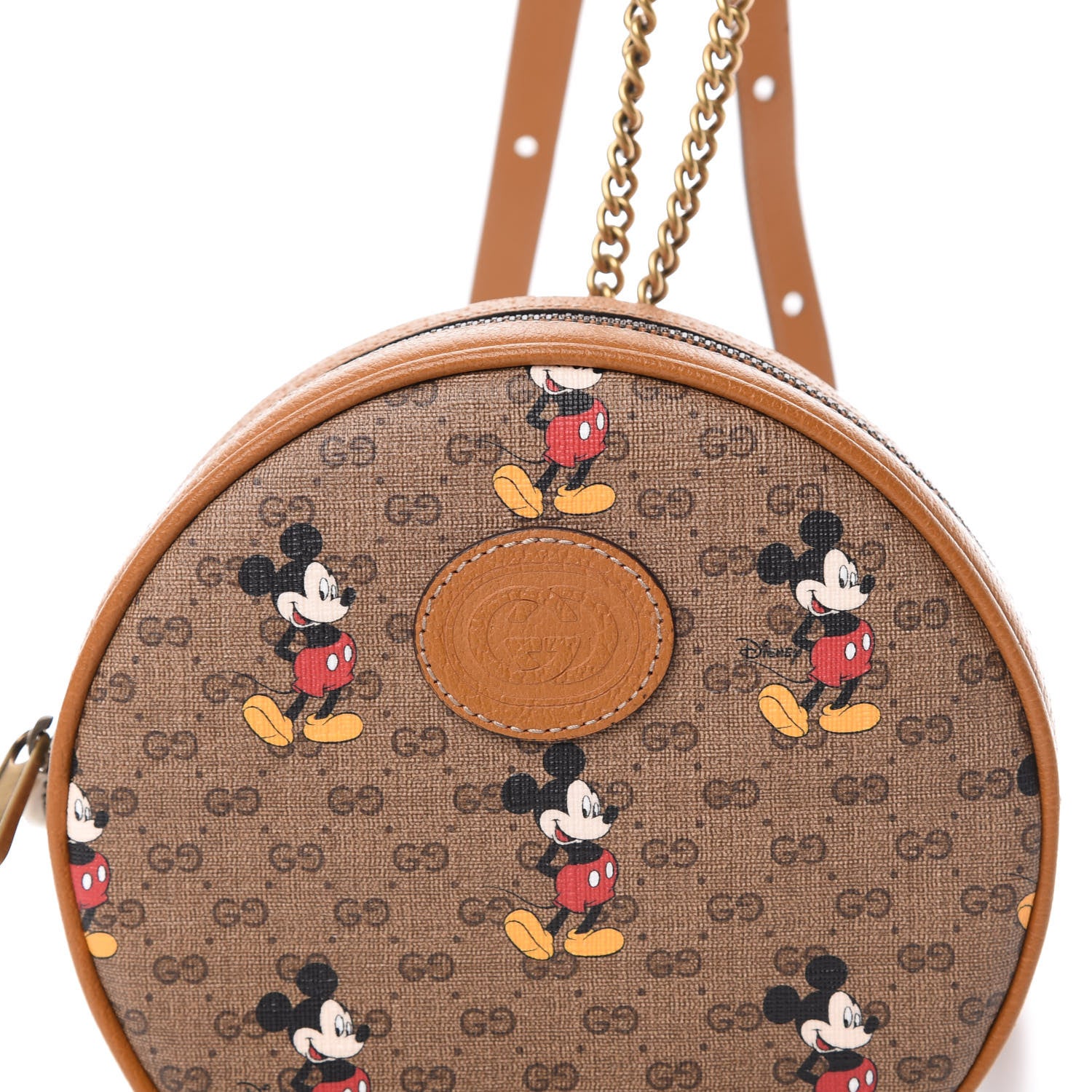 Gucci X DISNEY Mini Vintage GG Supreme Monogram Mickey Mouse Round Backpack Beige Vintage Sun Oil 8 of 8