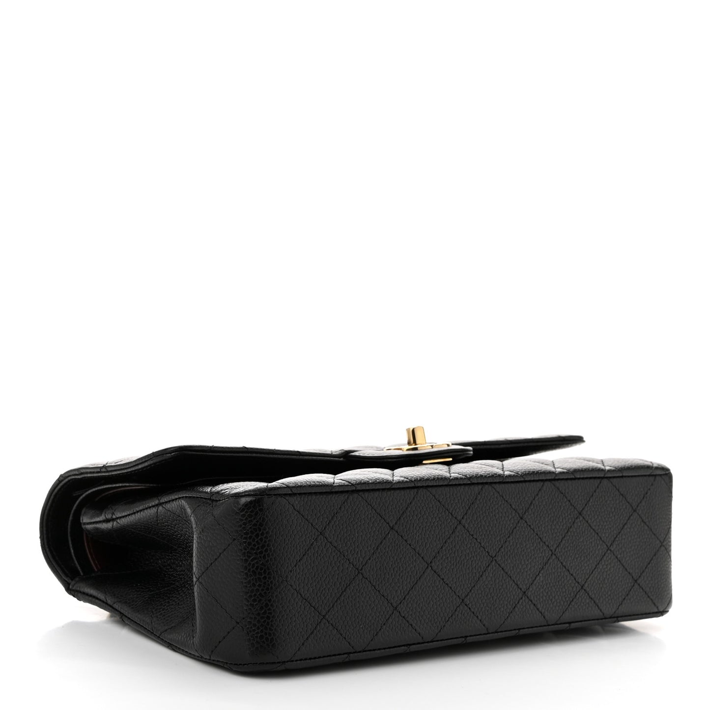 Caviar Quilted Medium Double Flap Black