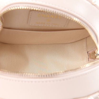 Chanel Calfskin Quilted Pearl Round Clutch With Chain White 5 of 10