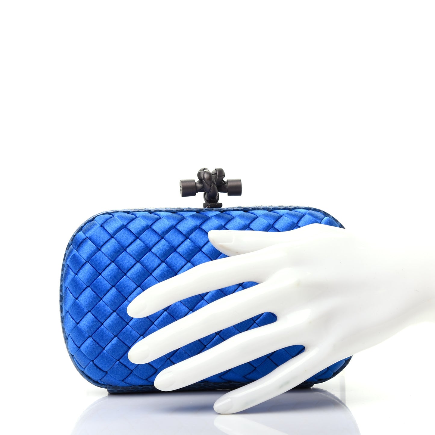 Satin Intreccio Impero Ayers Knot Clutch Blue