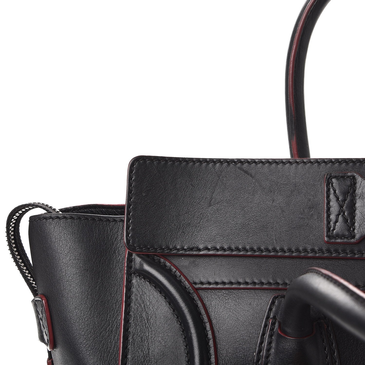 Celine Smooth Calfskin Mini Luggage Black Pink Trim 20 of 27