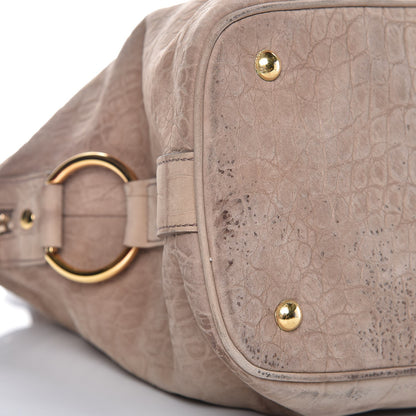 Saint Laurent Nubuck Croc Embossed Oversized Muse Beige 8 of 12