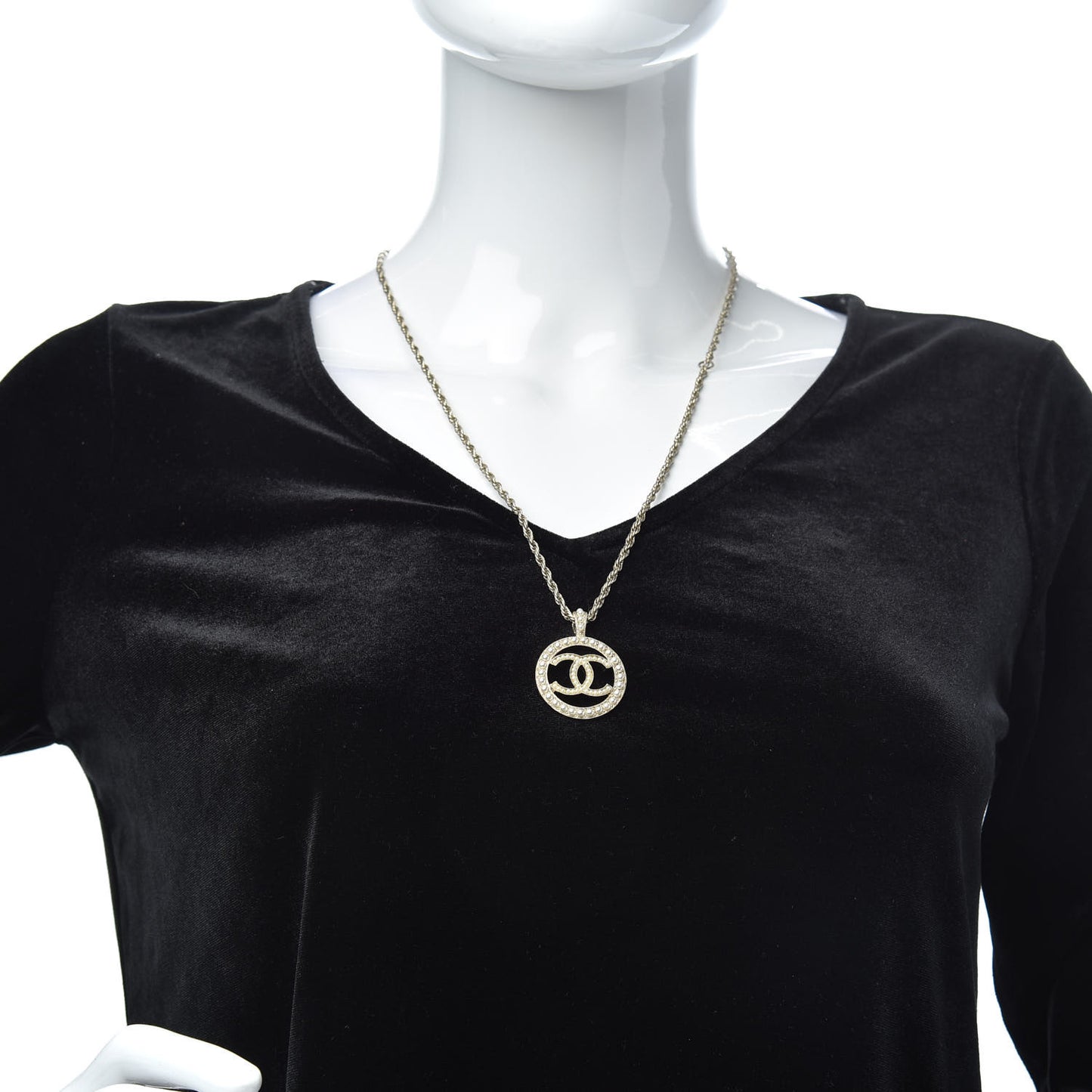 Pearl CC Medallion Necklace Gold