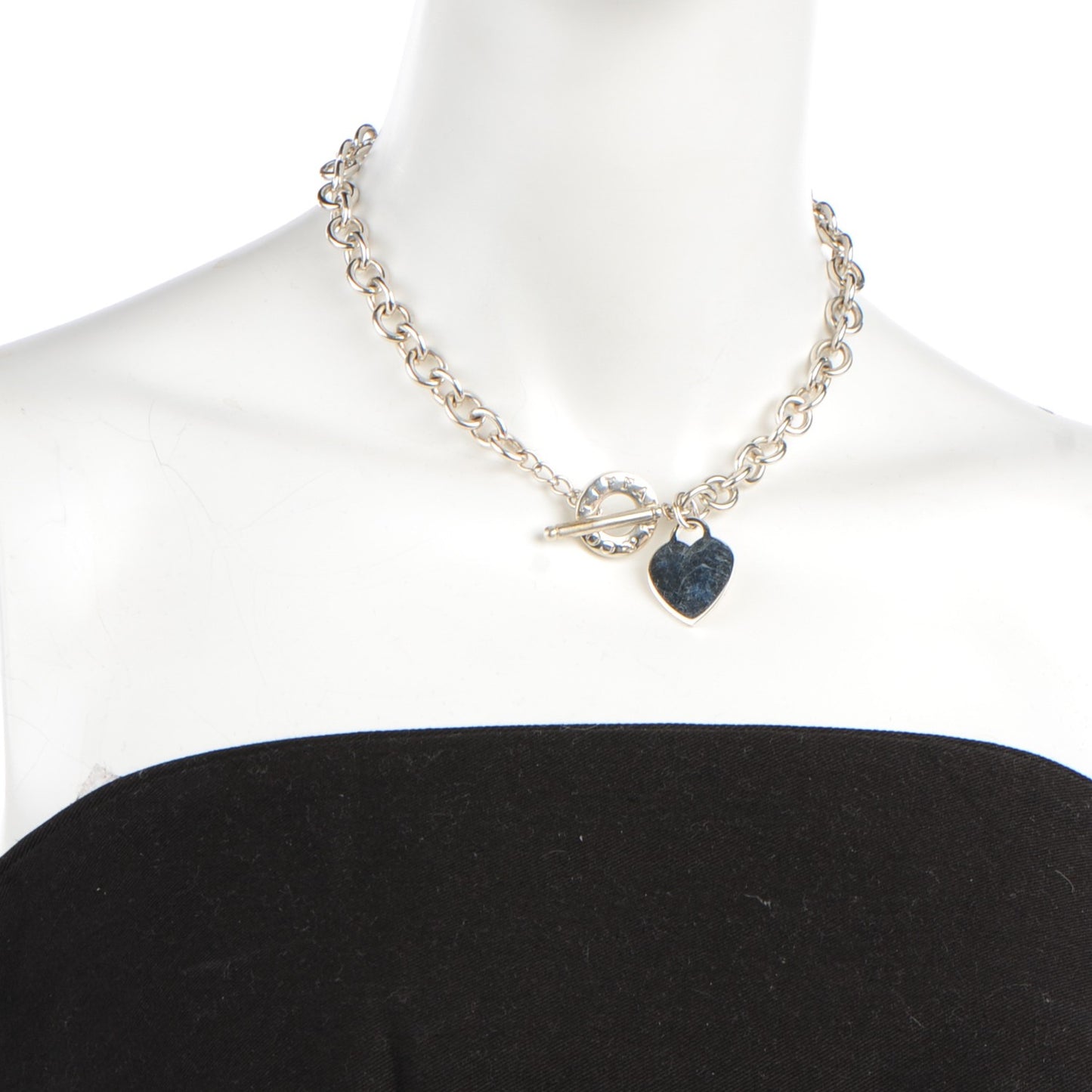 Sterling Silver Heart Tag Toggle Necklace