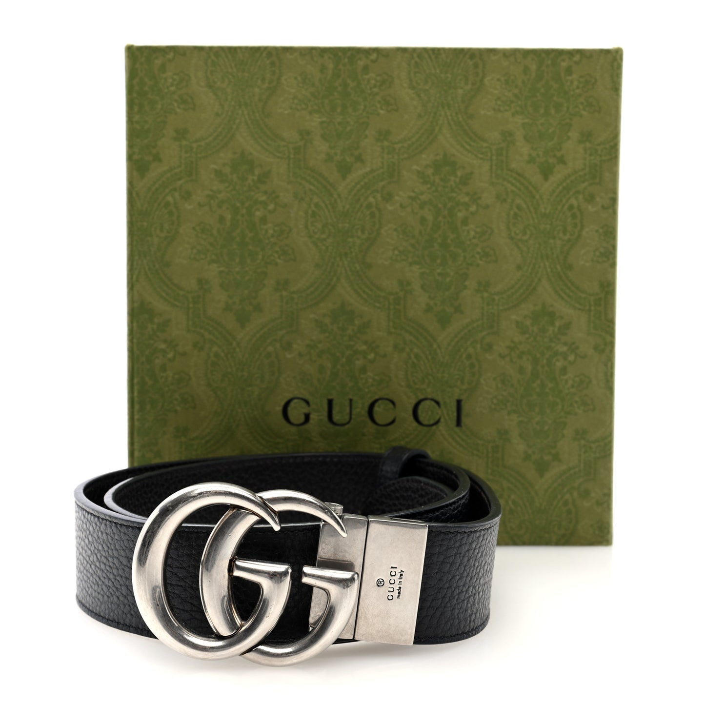 Dollar Calfskin Double G Reversible 37mm Belt  90 36 Black New Acero