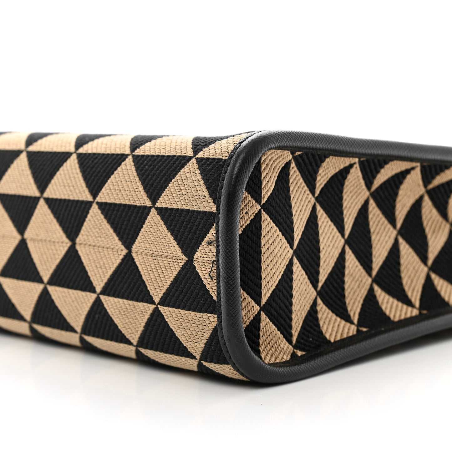Jacquard Saffiano Triangolo Symbole Embroidered Small Tote Black Corda