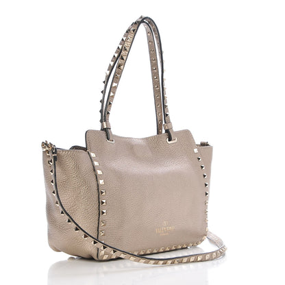 Valentino Garavani Metallic Alce Printed Calfskin Small Rockstud Tote Sasso 3 of 7