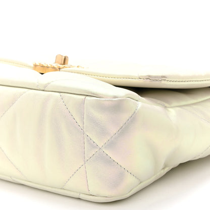 Chanel Iridescent Calfskin Quilted Medium Chanel 19 Flap White 10 of 11