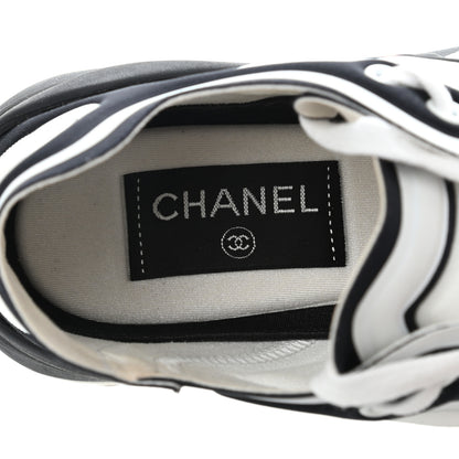Chanel Lycra Womens CC Sneakers 36 White Black 7 of 8