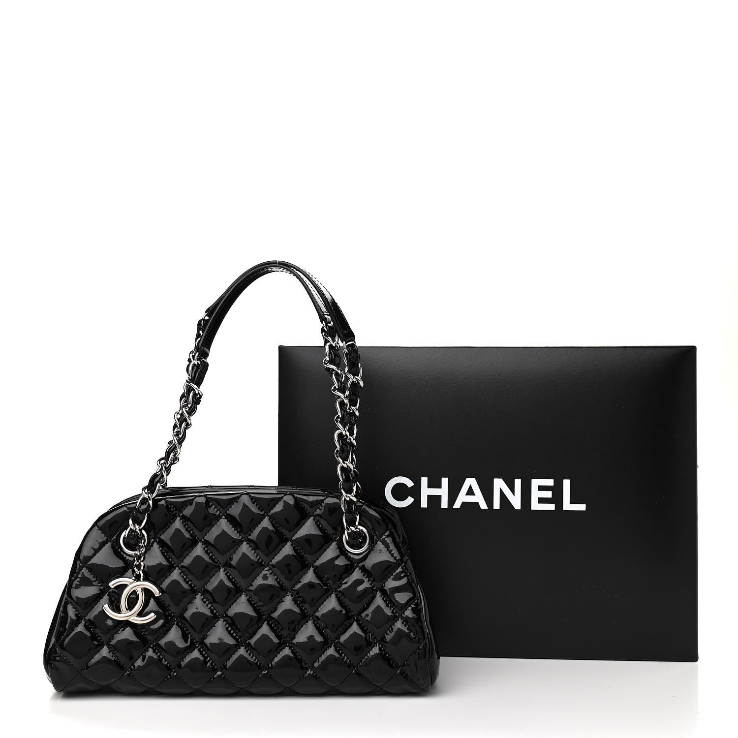 Chanel Patent Quilted Small Just Mademoiselle Bowling Bag Black 11 of 11