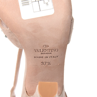 Valentino Garavani Suede Crystal Embellished Sandals 37.5 Poudre 6 of 9