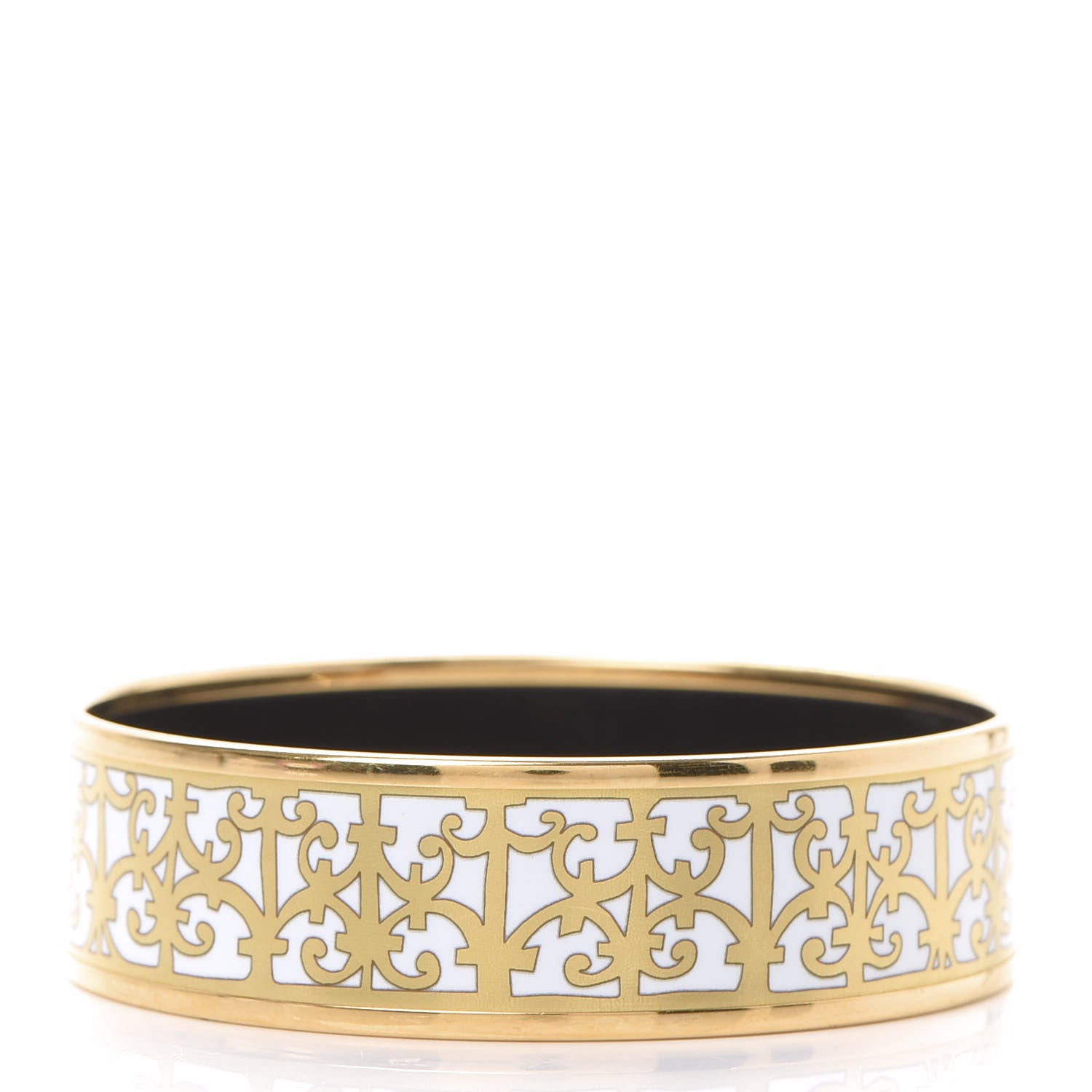 Hermes Enamel Printed Wide Balcons du Guadalquivir Bracelet 62 Gold 3 of 5