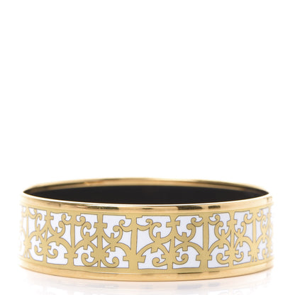 Hermes Enamel Printed Wide Balcons du Guadalquivir Bracelet 62 Gold 3 of 5