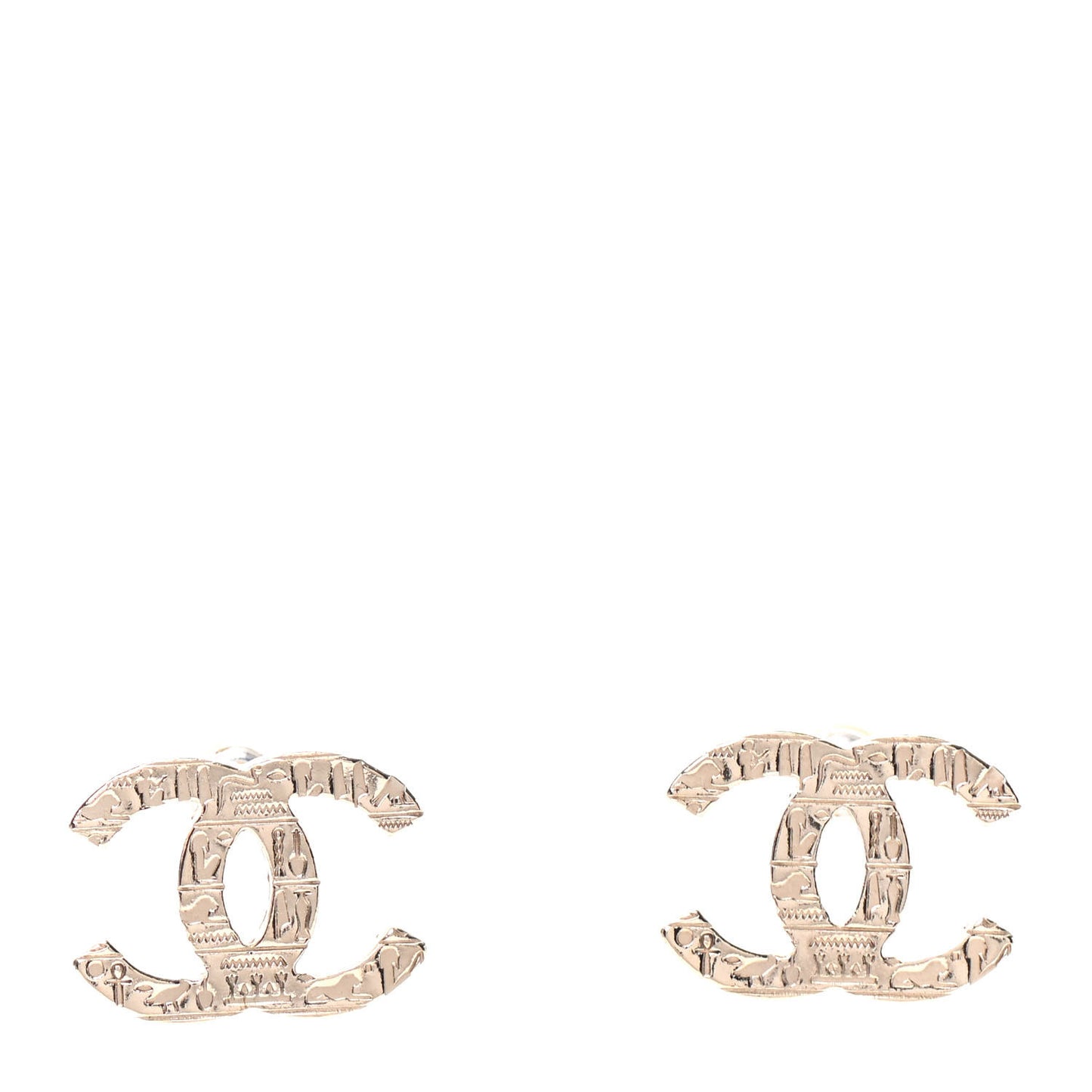 Metal Scarab CC Earrings Light Gold