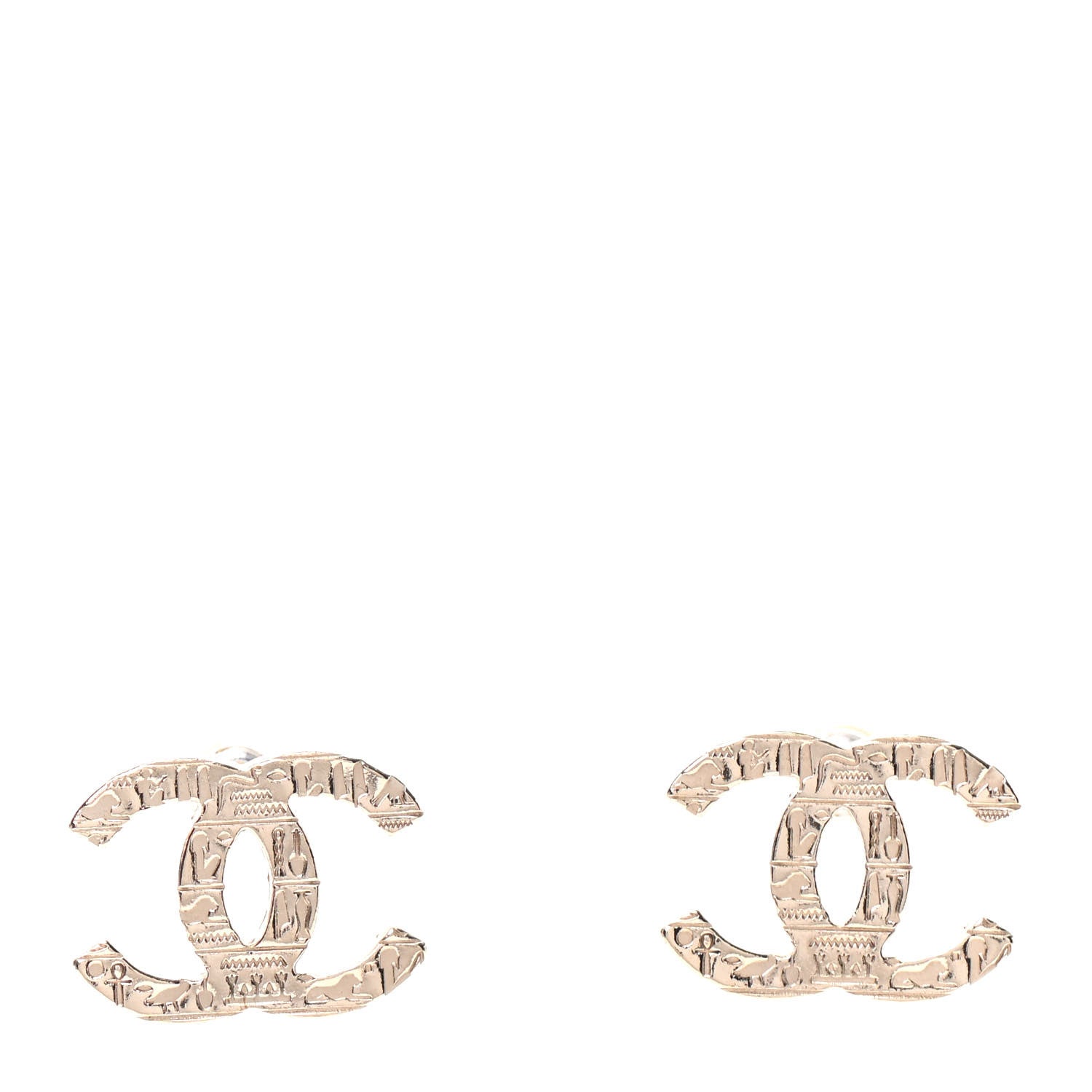 Chanel Metal Scarab CC Earrings Light Gold 1 of 5