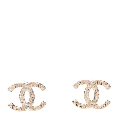 Chanel Metal Scarab CC Earrings Light Gold 1 of 5
