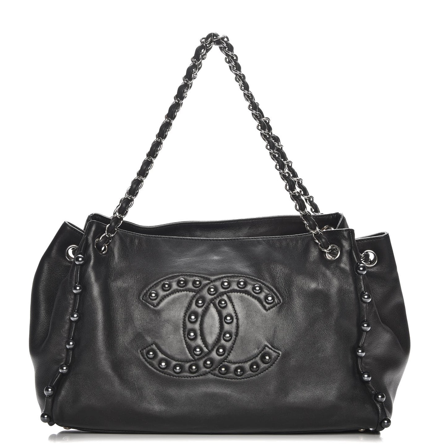 Lambskin Pearl Obsession Tote Black
