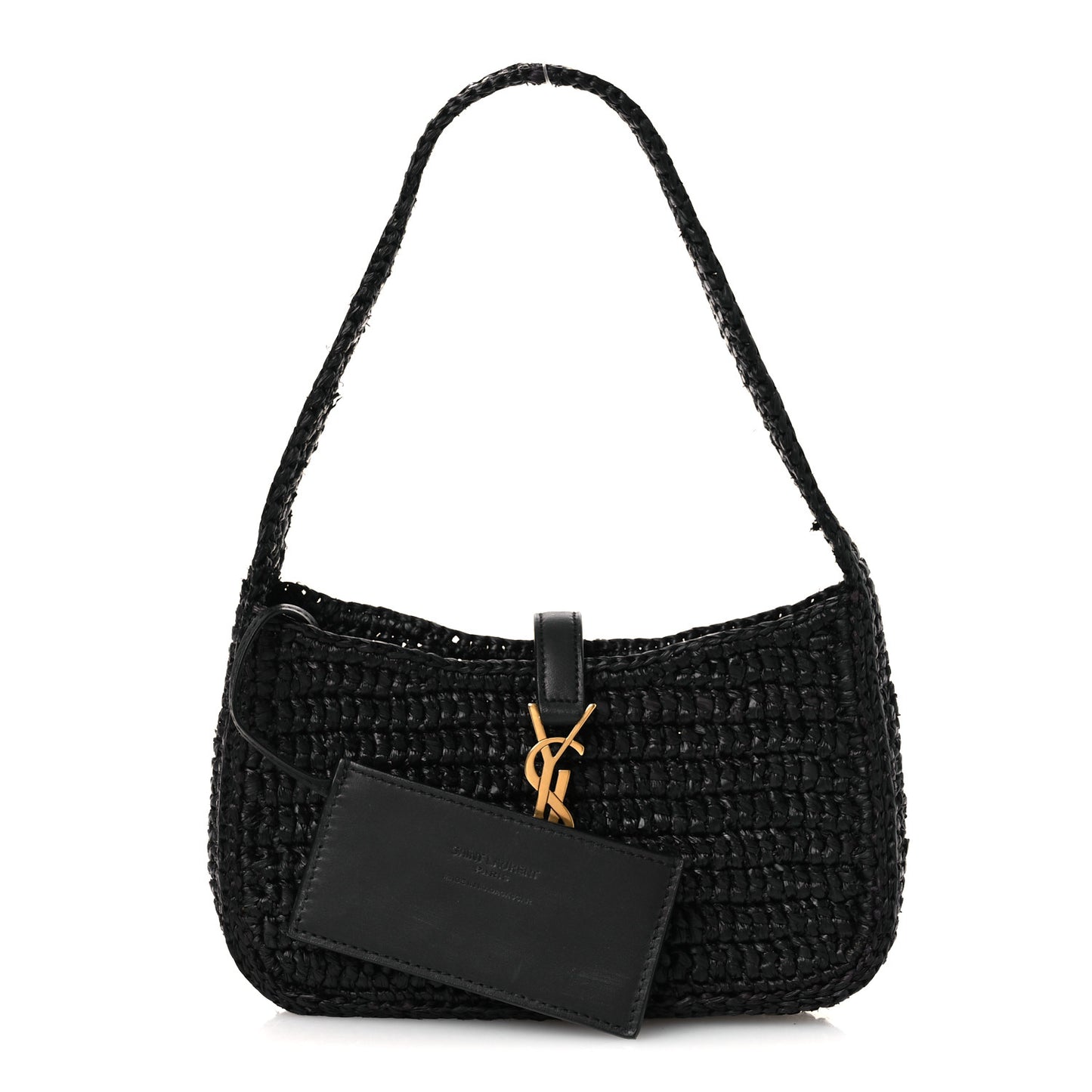 Raffia Calfskin Le 5 A 7 Mini Hobo Black