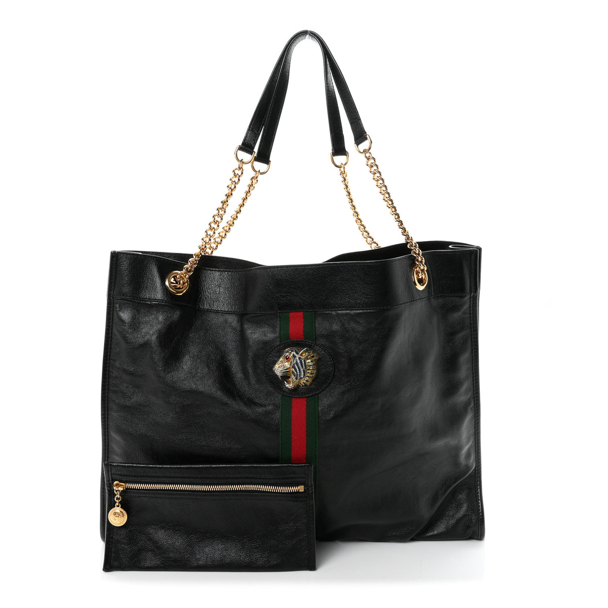 Gucci Calfskin Large Rajah Chain Tote Black 2 of 10