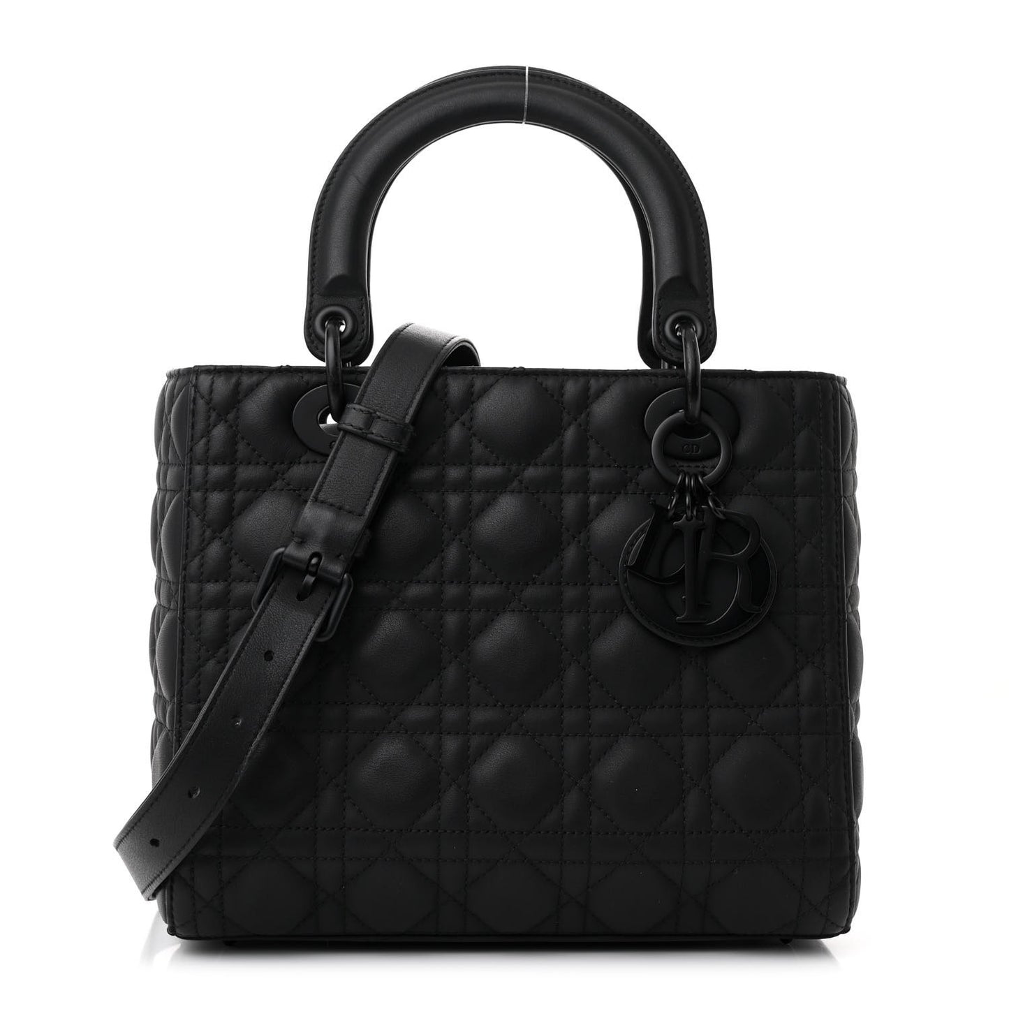 Ultra Matte Calfskin Cannage Medium Lady Dior Black