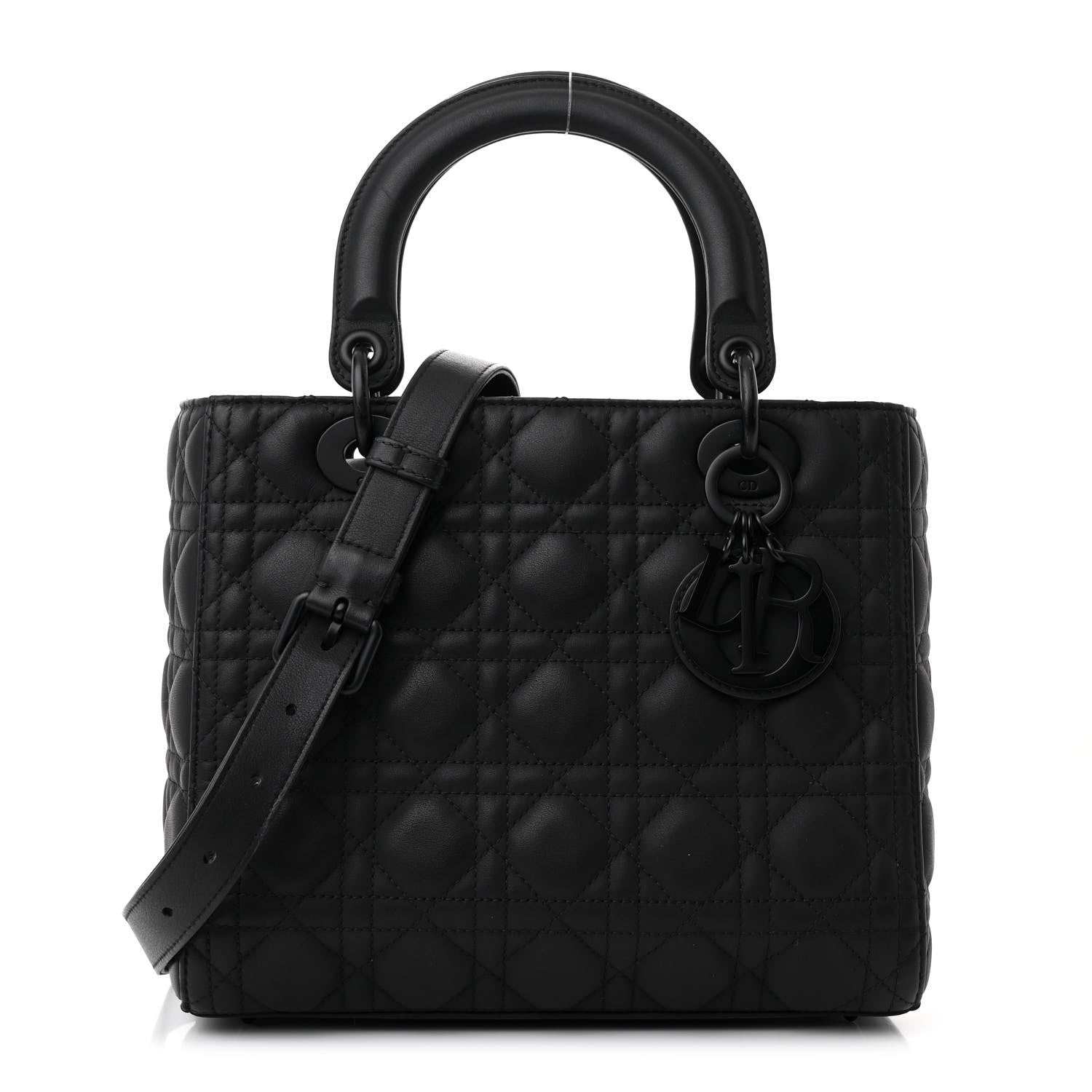 Christian Dior Ultra Matte Calfskin Cannage Medium Lady Dior Black 1 of 10