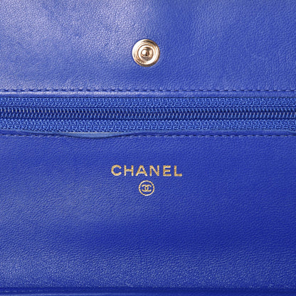Chanel Lambskin Quilted Wallet On Chain WOC Blue Fonce 6 of 11
