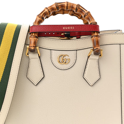 Gucci Textured Dollar Calfskin Web Small Diana Tote Bag Mystic White 8 of 11